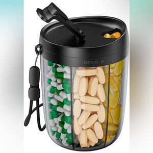 Black Multi-Compartment Pill Organizer